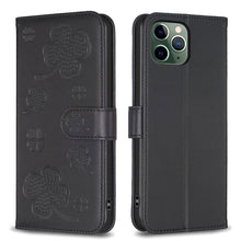 Load image into Gallery viewer, Four-leaf Embossed Leather Phone Case, For iPhone 7 / 8 / SE 2022, For iPhone 13 Pro Max, For iPhone 13 Pro, For iPhone 13, For iPhone 12 / 12 Pro, For iPhone 12 Pro Max, For iPhone 11 Pro Max, For iPhone 11