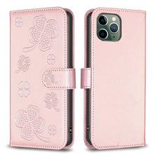 Load image into Gallery viewer, Four-leaf Embossed Leather Phone Case, For iPhone 7 / 8 / SE 2022, For iPhone 13 Pro Max, For iPhone 13 Pro, For iPhone 13, For iPhone 12 / 12 Pro, For iPhone 12 Pro Max, For iPhone 11 Pro Max, For iPhone 11