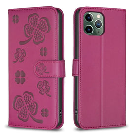 Four-leaf Embossed Leather Phone Case, For iPhone 11 Pro, For iPhone X / XS, For iPhone XR, For iPhone XS Max, For iPhone 7 Plus / 8 Plus