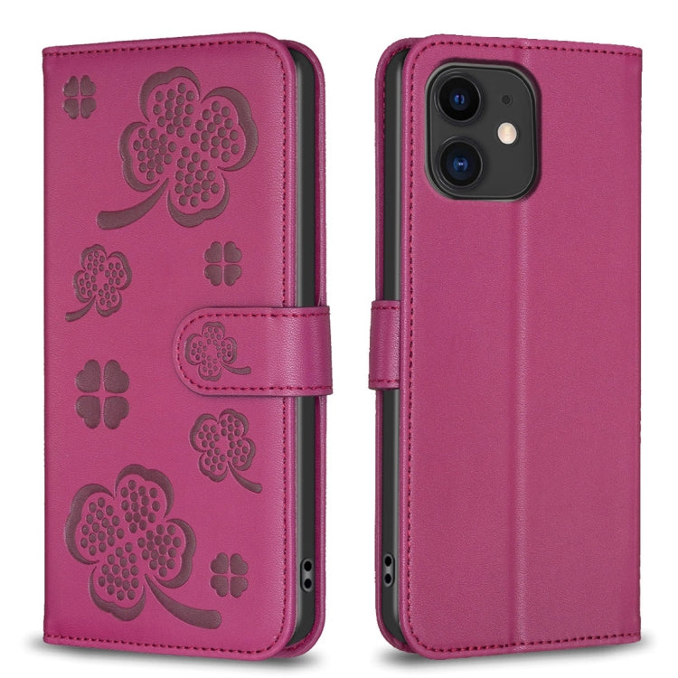 Four-leaf Embossed Leather Phone Case, For iPhone 7 / 8 / SE 2022, For iPhone 13 Pro Max, For iPhone 13 Pro, For iPhone 13, For iPhone 12 / 12 Pro, For iPhone 12 Pro Max, For iPhone 11 Pro Max, For iPhone 11