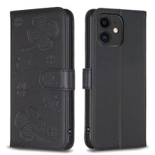 Load image into Gallery viewer, Four-leaf Embossed Leather Phone Case, For iPhone 7 / 8 / SE 2022, For iPhone 13 Pro Max, For iPhone 13 Pro, For iPhone 13, For iPhone 12 / 12 Pro, For iPhone 12 Pro Max, For iPhone 11 Pro Max, For iPhone 11