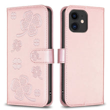 Load image into Gallery viewer, Four-leaf Embossed Leather Phone Case, For iPhone 7 / 8 / SE 2022, For iPhone 13 Pro Max, For iPhone 13 Pro, For iPhone 13, For iPhone 12 / 12 Pro, For iPhone 12 Pro Max, For iPhone 11 Pro Max, For iPhone 11