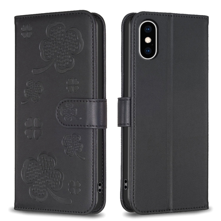 Four-leaf Embossed Leather Phone Case, For iPhone 11 Pro, For iPhone X / XS, For iPhone XR, For iPhone XS Max, For iPhone 7 Plus / 8 Plus