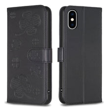 Load image into Gallery viewer, Four-leaf Embossed Leather Phone Case, For iPhone 11 Pro, For iPhone X / XS, For iPhone XR, For iPhone XS Max, For iPhone 7 Plus / 8 Plus