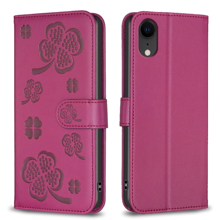 Four-leaf Embossed Leather Phone Case, For iPhone 11 Pro, For iPhone X / XS, For iPhone XR, For iPhone XS Max, For iPhone 7 Plus / 8 Plus