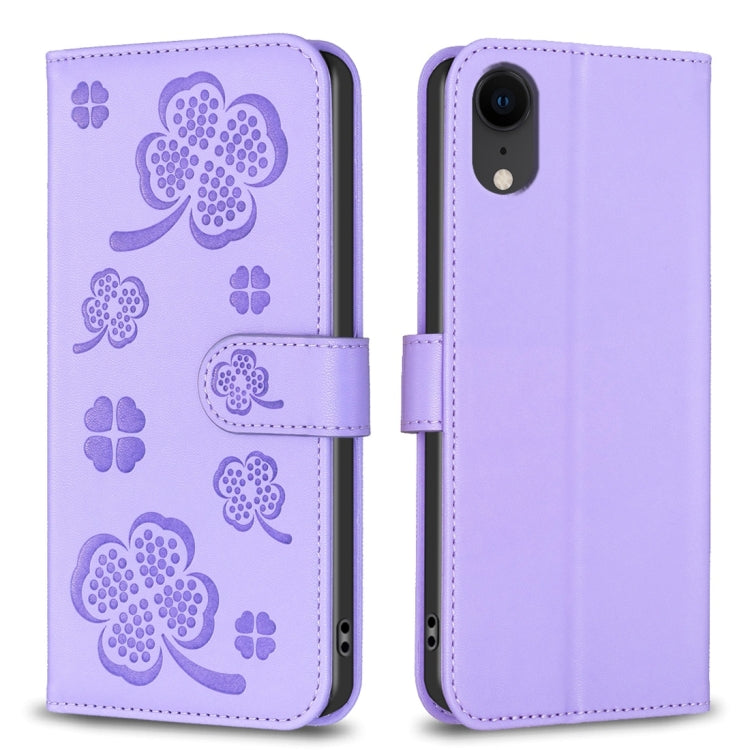 Four-leaf Embossed Leather Phone Case, For iPhone 11 Pro, For iPhone X / XS, For iPhone XR, For iPhone XS Max, For iPhone 7 Plus / 8 Plus