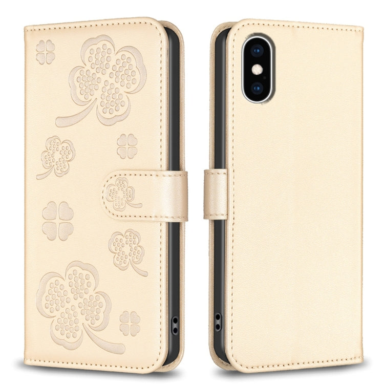Four-leaf Embossed Leather Phone Case, For iPhone 11 Pro, For iPhone X / XS, For iPhone XR, For iPhone XS Max, For iPhone 7 Plus / 8 Plus