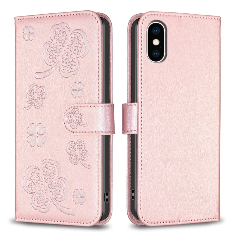 Four-leaf Embossed Leather Phone Case, For iPhone 11 Pro, For iPhone X / XS, For iPhone XR, For iPhone XS Max, For iPhone 7 Plus / 8 Plus