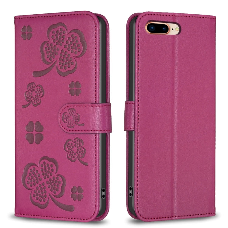Four-leaf Embossed Leather Phone Case, For iPhone 11 Pro, For iPhone X / XS, For iPhone XR, For iPhone XS Max, For iPhone 7 Plus / 8 Plus