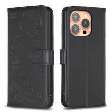 Load image into Gallery viewer, Four-leaf Embossed Leather Phone Case, For iPhone 17 Pro Max, For iPhone 17 Pro, For iPhone 17, For iPhone Air, For iPhone 16 Pro Max, For iPhone 16 Pro, For iPhone 16 Plus, For iPhone 16