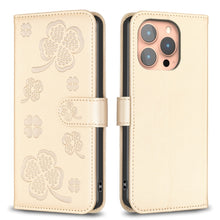 Load image into Gallery viewer, Four-leaf Embossed Leather Phone Case, For iPhone 17 Pro Max, For iPhone 17 Pro, For iPhone 17, For iPhone Air, For iPhone 16 Pro Max, For iPhone 16 Pro, For iPhone 16 Plus, For iPhone 16