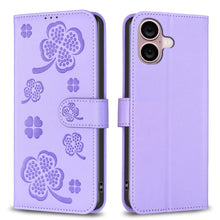 Load image into Gallery viewer, Four-leaf Embossed Leather Phone Case, For iPhone 17 Pro Max, For iPhone 17 Pro, For iPhone 17, For iPhone Air, For iPhone 16 Pro Max, For iPhone 16 Pro, For iPhone 16 Plus, For iPhone 16