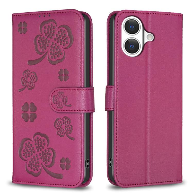 Four-leaf Embossed Leather Phone Case, For iPhone 17 Pro Max, For iPhone 17 Pro, For iPhone 17, For iPhone Air, For iPhone 16 Pro Max, For iPhone 16 Pro, For iPhone 16 Plus, For iPhone 16