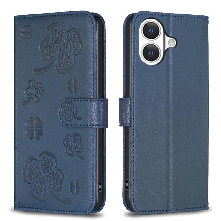 Four-leaf Embossed Leather Phone Case, For iPhone 17 Pro Max, For iPhone 17 Pro, For iPhone 17, For iPhone Air, For iPhone 16 Pro Max, For iPhone 16 Pro, For iPhone 16 Plus, For iPhone 16