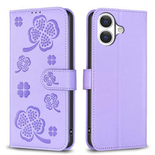 Load image into Gallery viewer, Four-leaf Embossed Leather Phone Case, For iPhone 17 Pro Max, For iPhone 17 Pro, For iPhone 17, For iPhone Air, For iPhone 16 Pro Max, For iPhone 16 Pro, For iPhone 16 Plus, For iPhone 16