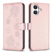 Load image into Gallery viewer, Four-leaf Embossed Leather Phone Case, For iPhone 17 Pro Max, For iPhone 17 Pro, For iPhone 17, For iPhone Air, For iPhone 16 Pro Max, For iPhone 16 Pro, For iPhone 16 Plus, For iPhone 16