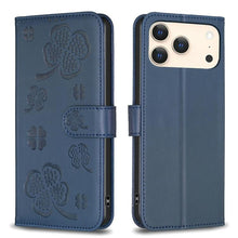 Load image into Gallery viewer, Four-leaf Embossed Leather Phone Case, For iPhone 17 Pro Max, For iPhone 17 Pro, For iPhone 17, For iPhone Air, For iPhone 16 Pro Max, For iPhone 16 Pro, For iPhone 16 Plus, For iPhone 16