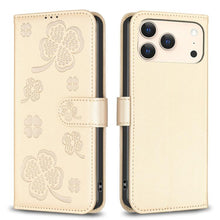 Load image into Gallery viewer, Four-leaf Embossed Leather Phone Case, For iPhone 17 Pro Max, For iPhone 17 Pro, For iPhone 17, For iPhone Air, For iPhone 16 Pro Max, For iPhone 16 Pro, For iPhone 16 Plus, For iPhone 16