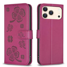 Load image into Gallery viewer, Four-leaf Embossed Leather Phone Case, For iPhone 17 Pro Max, For iPhone 17 Pro, For iPhone 17, For iPhone Air, For iPhone 16 Pro Max, For iPhone 16 Pro, For iPhone 16 Plus, For iPhone 16