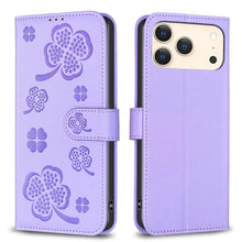 Load image into Gallery viewer, Four-leaf Embossed Leather Phone Case, For iPhone 17 Pro Max, For iPhone 17 Pro, For iPhone 17, For iPhone Air, For iPhone 16 Pro Max, For iPhone 16 Pro, For iPhone 16 Plus, For iPhone 16