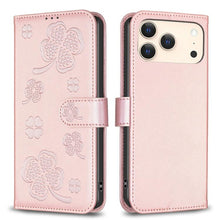 Load image into Gallery viewer, Four-leaf Embossed Leather Phone Case, For iPhone 17 Pro Max, For iPhone 17 Pro, For iPhone 17, For iPhone Air, For iPhone 16 Pro Max, For iPhone 16 Pro, For iPhone 16 Plus, For iPhone 16