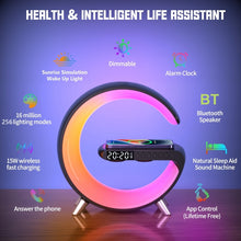 Load image into Gallery viewer, N69-1 Smart Bluetooth Speaker with Wireless Charger &amp; Alarm Clock &amp; Ambient Light, Support APP, Without APP