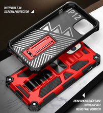 Load image into Gallery viewer, Armor Shockproof TPU + PC Magnetic Protective Case with Holder, For iPhone 12 / 12 Pro, For iPhone 12 Pro Max