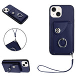 Organ Card Bag Ring Holder PU Phone Case with Lanyard, For iPhone 13 mini, For iPhone 12, For iPhone 12 Pro Max, For iPhone 12 Pro, For iPhone 12 mini, For iPhone 11 Pro Max, For iPhone 11, For iPhone 11 Pro