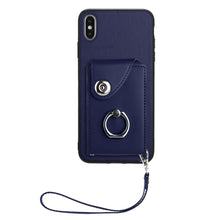 Load image into Gallery viewer, Organ Card Bag Ring Holder PU Phone Case with Lanyard, For iPhone XS / X, For iPhone XR, For iPhone XS Max, For iPhone 8 Plus / 7 Plus
