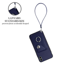Load image into Gallery viewer, Organ Card Bag Ring Holder PU Phone Case with Lanyard, For iPhone XS / X, For iPhone XR, For iPhone XS Max, For iPhone 8 Plus / 7 Plus