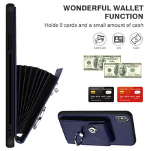 Load image into Gallery viewer, Organ Card Bag Ring Holder PU Phone Case with Lanyard, For iPhone XS / X, For iPhone XR, For iPhone XS Max, For iPhone 8 Plus / 7 Plus