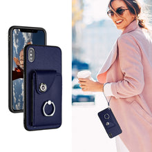 Load image into Gallery viewer, Organ Card Bag Ring Holder PU Phone Case with Lanyard, For iPhone XS / X, For iPhone XR, For iPhone XS Max, For iPhone 8 Plus / 7 Plus