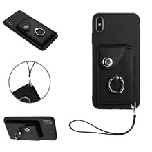 Load image into Gallery viewer, Organ Card Bag Ring Holder PU Phone Case with Lanyard, For iPhone XS / X, For iPhone XR, For iPhone XS Max, For iPhone 8 Plus / 7 Plus