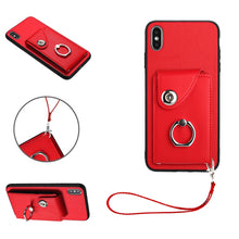 Load image into Gallery viewer, Organ Card Bag Ring Holder PU Phone Case with Lanyard, For iPhone XS / X, For iPhone XR, For iPhone XS Max, For iPhone 8 Plus / 7 Plus