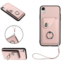 Load image into Gallery viewer, Organ Card Bag Ring Holder PU Phone Case with Lanyard, For iPhone XS / X, For iPhone XR, For iPhone XS Max, For iPhone 8 Plus / 7 Plus