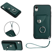 Load image into Gallery viewer, Organ Card Bag Ring Holder PU Phone Case with Lanyard, For iPhone XS / X, For iPhone XR, For iPhone XS Max, For iPhone 8 Plus / 7 Plus