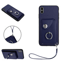 Load image into Gallery viewer, Organ Card Bag Ring Holder PU Phone Case with Lanyard, For iPhone XS / X, For iPhone XR, For iPhone XS Max, For iPhone 8 Plus / 7 Plus