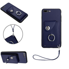 Load image into Gallery viewer, Organ Card Bag Ring Holder PU Phone Case with Lanyard, For iPhone XS / X, For iPhone XR, For iPhone XS Max, For iPhone 8 Plus / 7 Plus