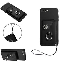 Load image into Gallery viewer, Organ Card Bag Ring Holder PU Phone Case with Lanyard, For iPhone XS / X, For iPhone XR, For iPhone XS Max, For iPhone 8 Plus / 7 Plus
