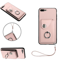 Load image into Gallery viewer, Organ Card Bag Ring Holder PU Phone Case with Lanyard, For iPhone XS / X, For iPhone XR, For iPhone XS Max, For iPhone 8 Plus / 7 Plus
