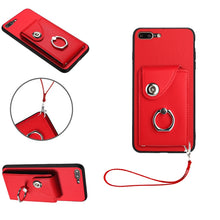 Load image into Gallery viewer, Organ Card Bag Ring Holder PU Phone Case with Lanyard, For iPhone XS / X, For iPhone XR, For iPhone XS Max, For iPhone 8 Plus / 7 Plus
