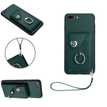 Load image into Gallery viewer, Organ Card Bag Ring Holder PU Phone Case with Lanyard, For iPhone XS / X, For iPhone XR, For iPhone XS Max, For iPhone 8 Plus / 7 Plus