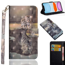Load image into Gallery viewer, 3D Painting Pattern Horizontal Flip TPU + PU Leather Case with Holder &amp; Card Slots &amp; Wallet &amp; Lanyard, For iPhone 11 Pro Max, For iPhone 11 Pro, For iPhone 11, For iPhone SE 2022 / SE 2020 / 8 / 7