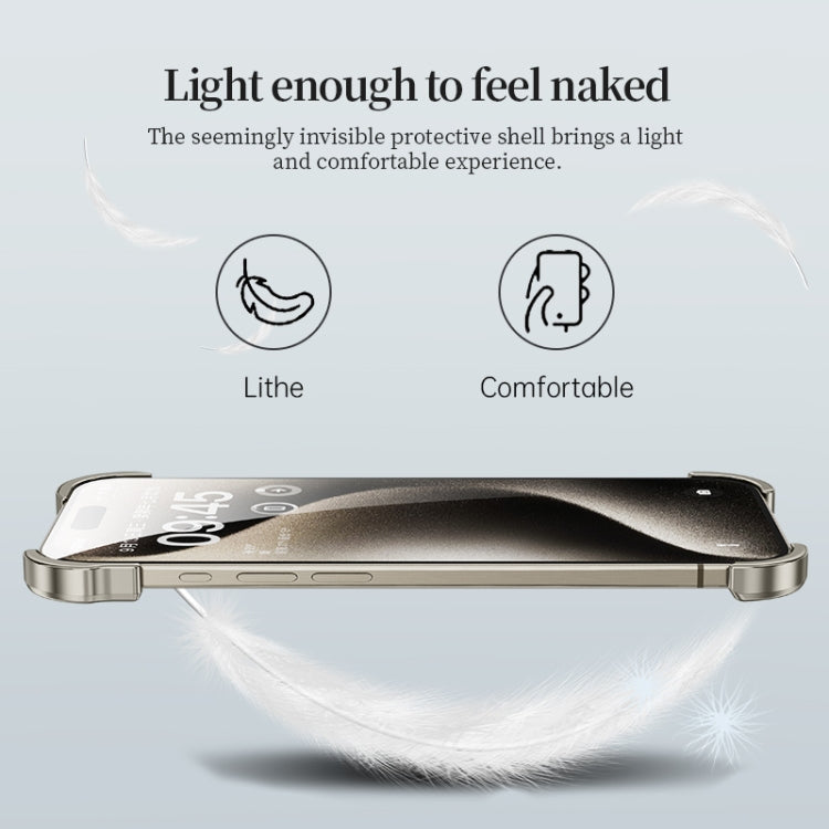 Frameless Metal Corner Pad Phone Case with Lens Film, For iPhone 13 Pro, For iPhone 13