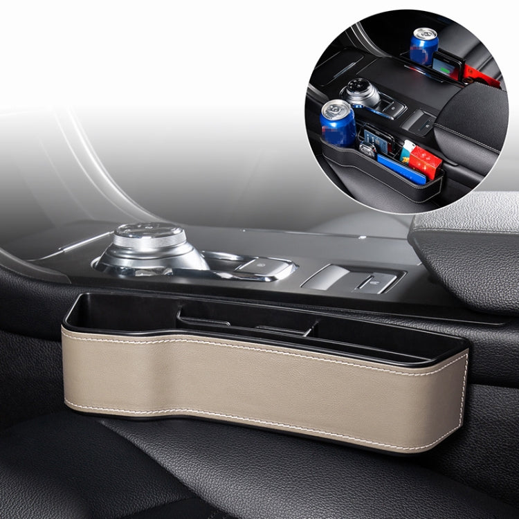 Car Multi-functional Console Box Cup Holder Seat Gap Side Storage Box, Leather Style, Brown Front Passenger Seat, Beige Front Passenger Seat, Black Front Passenger Seat, Black Main Driver Seat, Beige Main Driver Seat, Brown Main Driver Seat