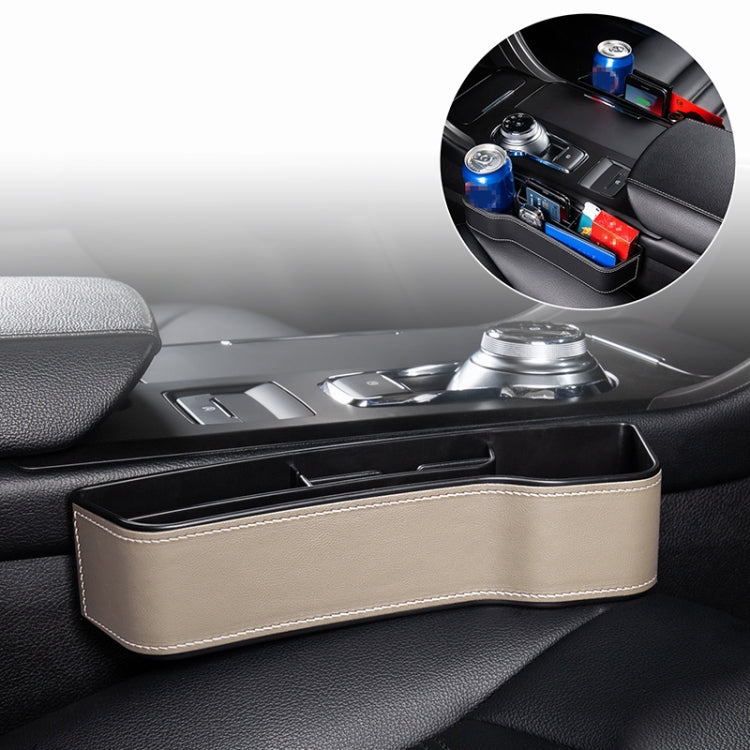 Car Multi-functional Console Box Cup Holder Seat Gap Side Storage Box, Leather Style, Brown Front Passenger Seat, Beige Front Passenger Seat, Black Front Passenger Seat, Black Main Driver Seat, Beige Main Driver Seat, Brown Main Driver Seat