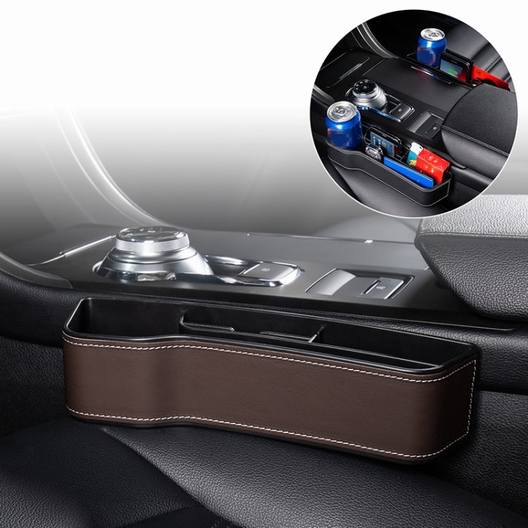 Car Multi-functional Console Box Cup Holder Seat Gap Side Storage Box, Leather Style, Brown Front Passenger Seat, Beige Front Passenger Seat, Black Front Passenger Seat, Black Main Driver Seat, Beige Main Driver Seat, Brown Main Driver Seat