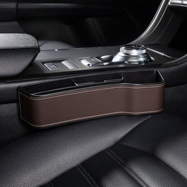 Car Multi-functional Console Box Cup Holder Seat Gap Side Storage Box, Leather Style, Brown Front Passenger Seat, Beige Front Passenger Seat, Black Front Passenger Seat, Black Main Driver Seat, Beige Main Driver Seat, Brown Main Driver Seat