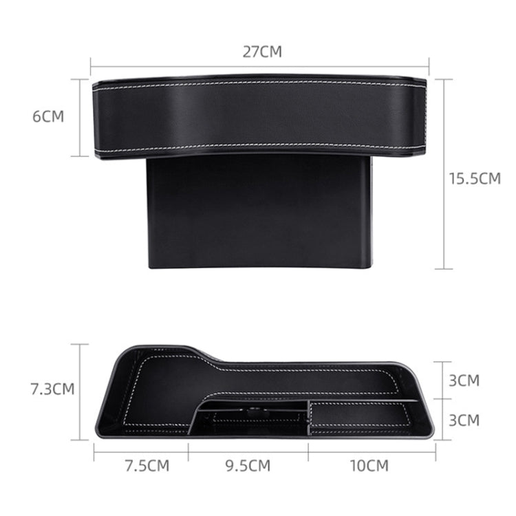 Car Multi-functional Console Box Cup Holder Seat Gap Side Storage Box, Leather Style, Brown Front Passenger Seat, Beige Front Passenger Seat, Black Front Passenger Seat, Black Main Driver Seat, Beige Main Driver Seat, Brown Main Driver Seat