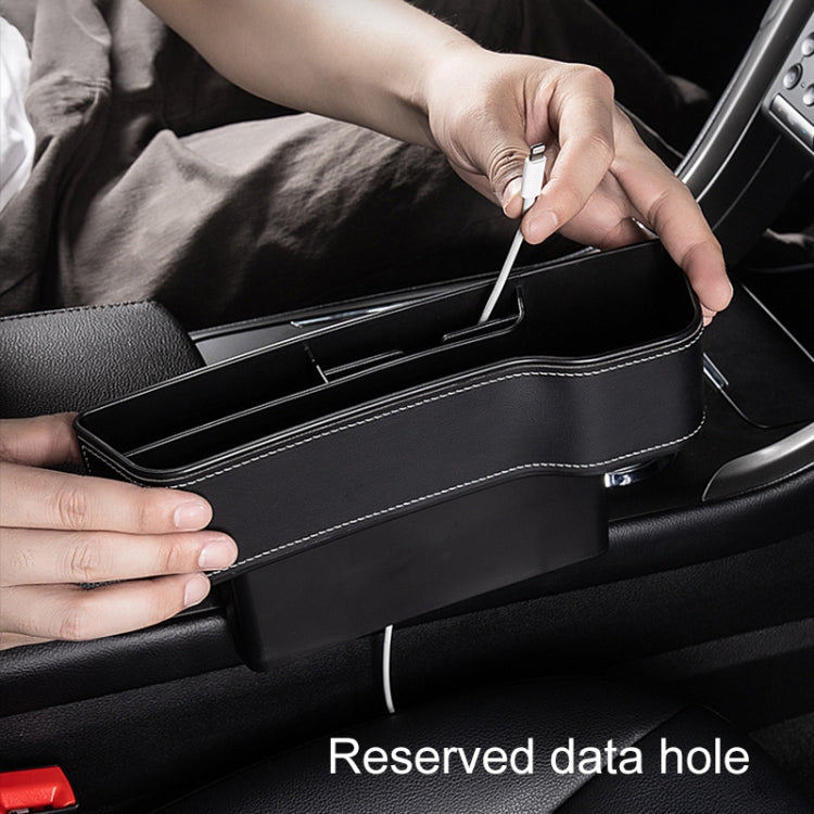 Car Multi-functional Console Box Cup Holder Seat Gap Side Storage Box, Leather Style, Brown Front Passenger Seat, Beige Front Passenger Seat, Black Front Passenger Seat, Black Main Driver Seat, Beige Main Driver Seat, Brown Main Driver Seat